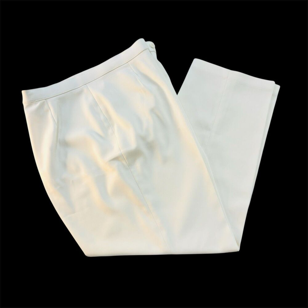 Coldwater Creek Ivory Dress Pants Women 18W Pleated Hook &Eye/Button/Zip